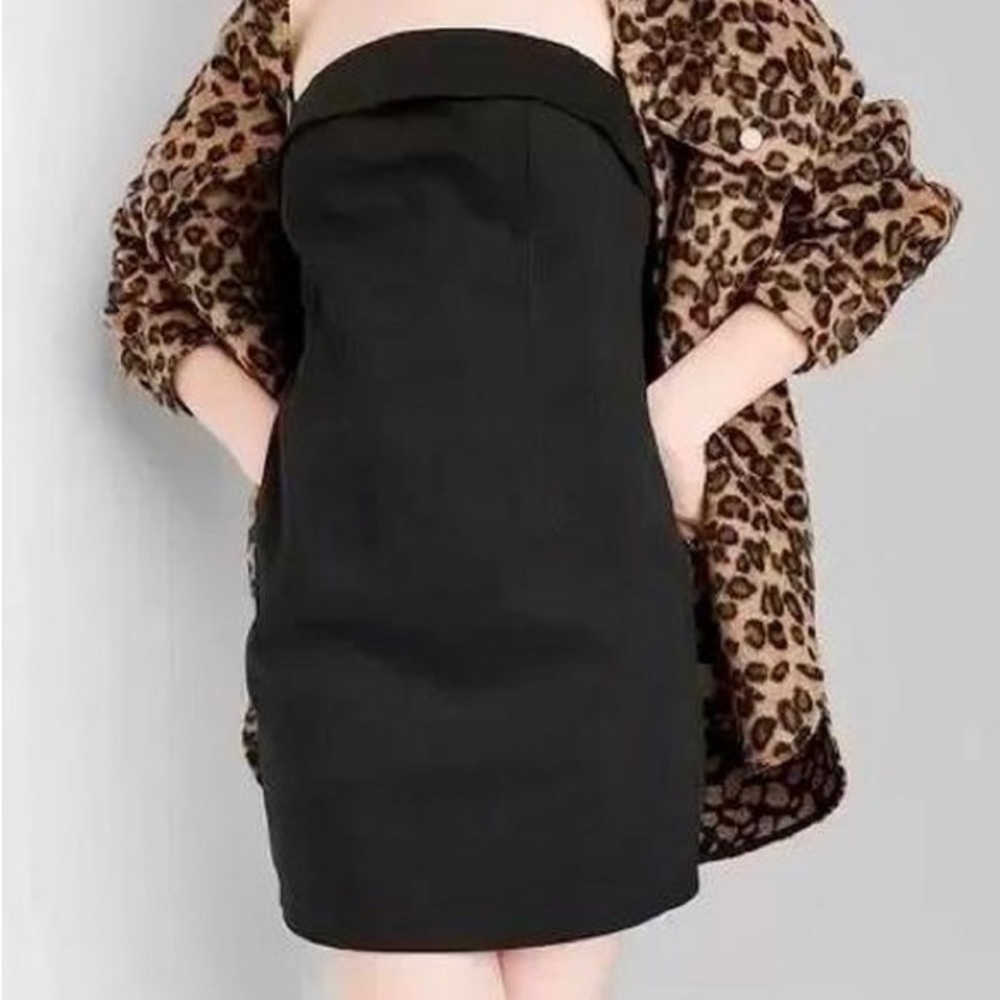 Wild Fable strapless tube mini bodycon black corset dress w/ removable straps